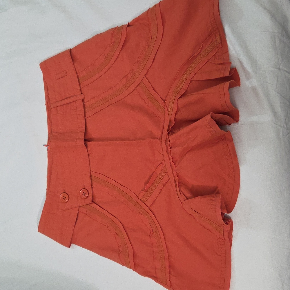 NO LABEL, Orange Mini Skirt with Button Detail